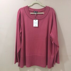 NWT Cable & Gauge  Women’s plus 3X Rose Pink Tight Knit Sweater Pullover Top